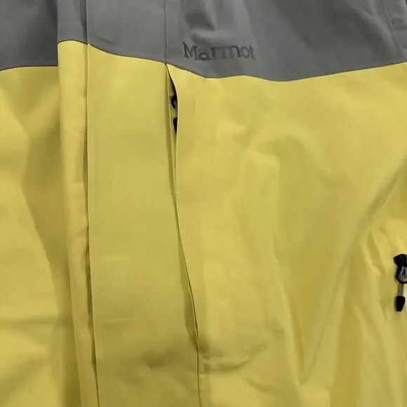 Men’s Sz L Marmot Hooded Elevation Ski Jacket. Yellow & Gray. Insulated.